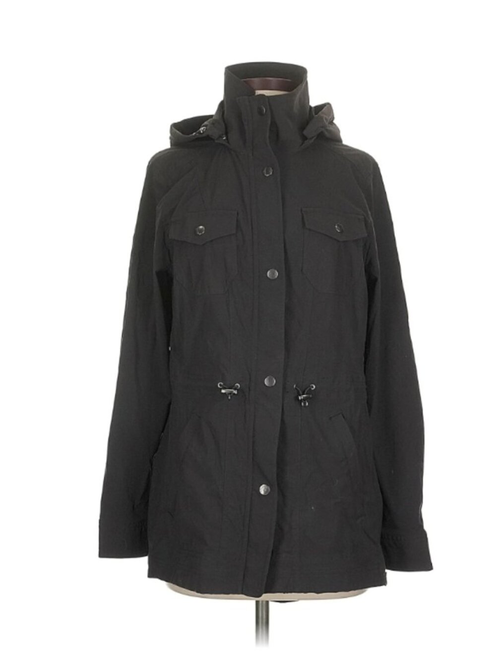 LL Bean Luna Rain Lightweight Hooded Cinch-Waist Jacket S Black